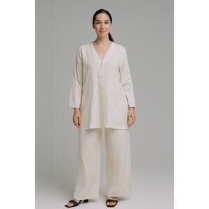 Midnight Velvet Linen Blend Tunic Top Womens Size 16W Lagenlook Minimalist Basic